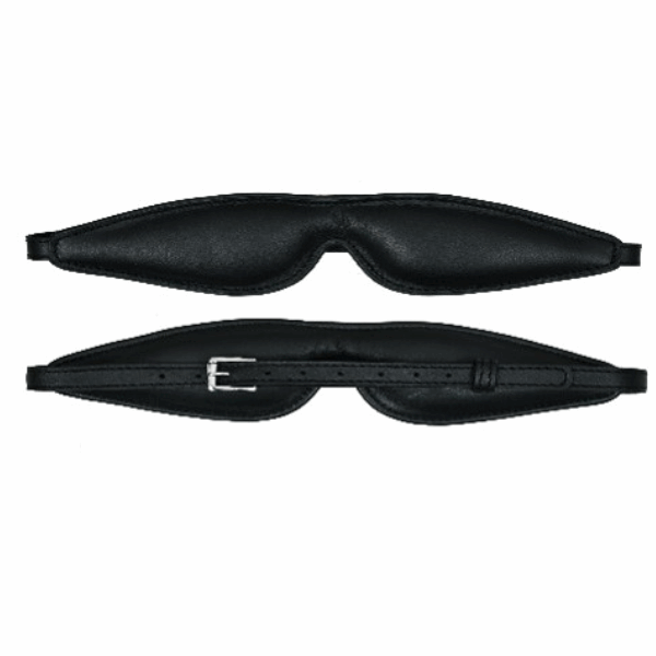 Black leather blindfold