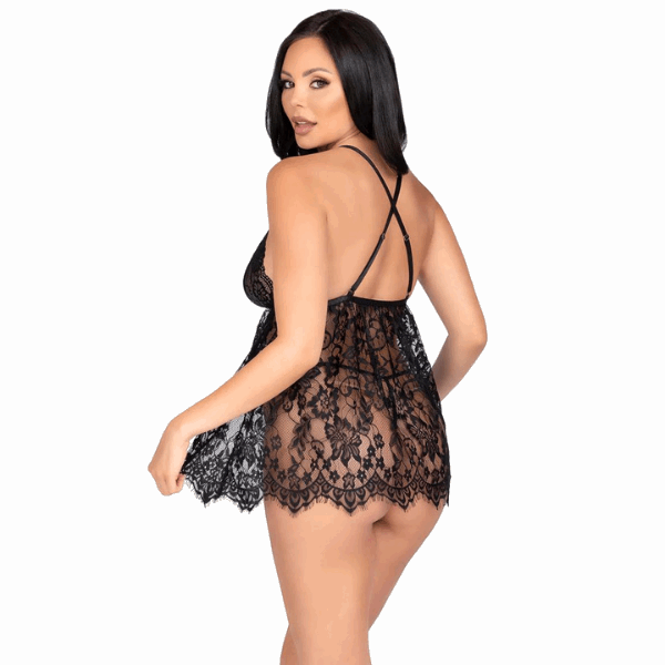 Flyaway Babydoll with Eyelash Lace 2 PC Set