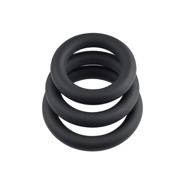 Black silicone penis cock ring set