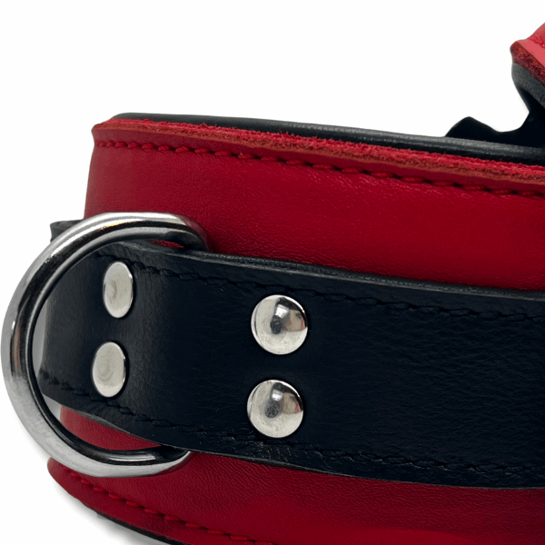 Luxury black and red leather handcuff set