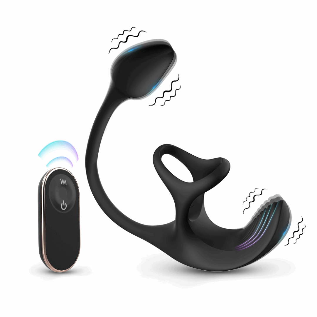 Prostate massager with cock ring and remote