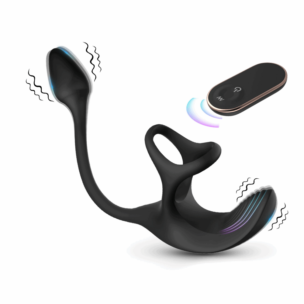 Prostate massager with cock ring and remote